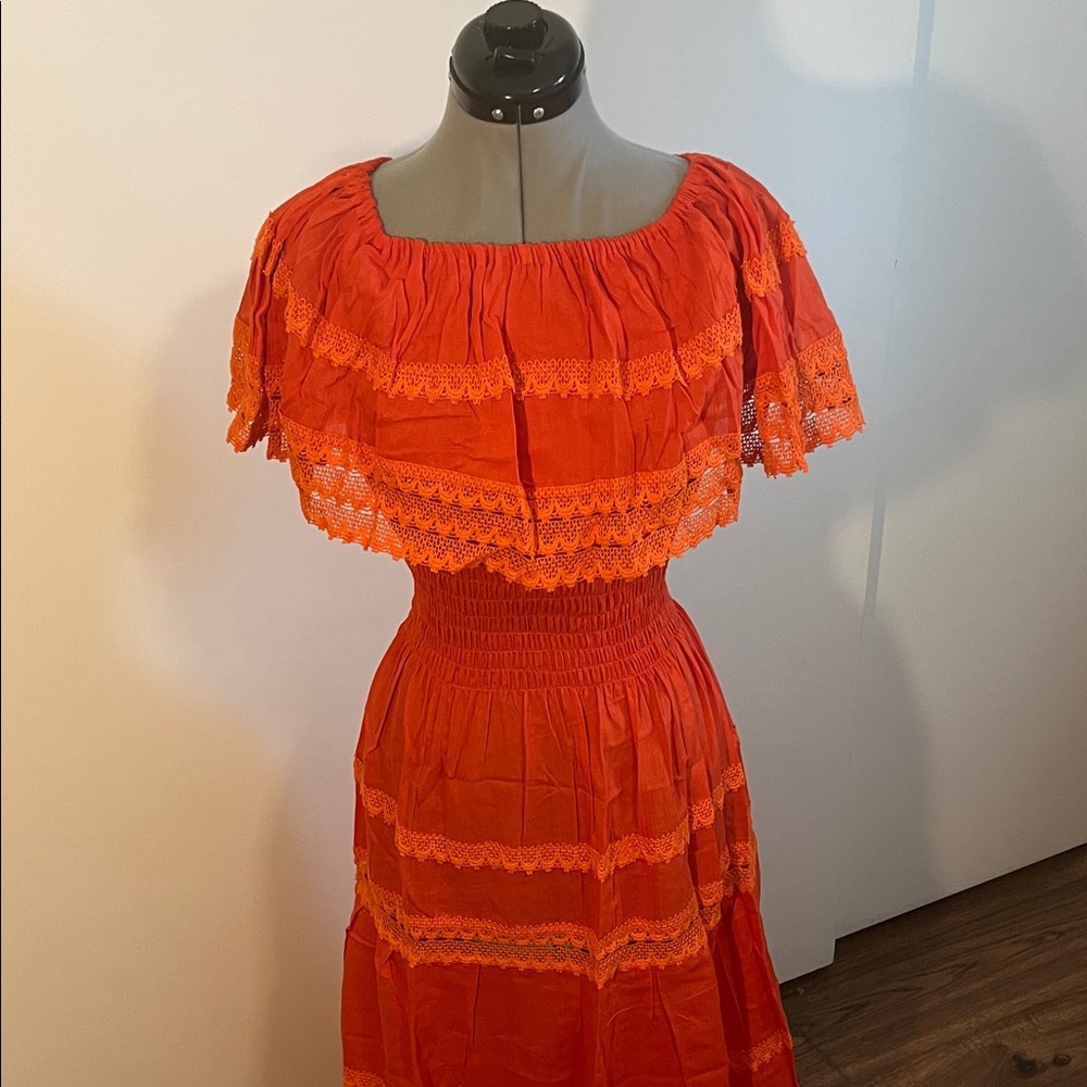 Elegant Orange Lace Maxi Dress NWOT available in black pink and purple as well